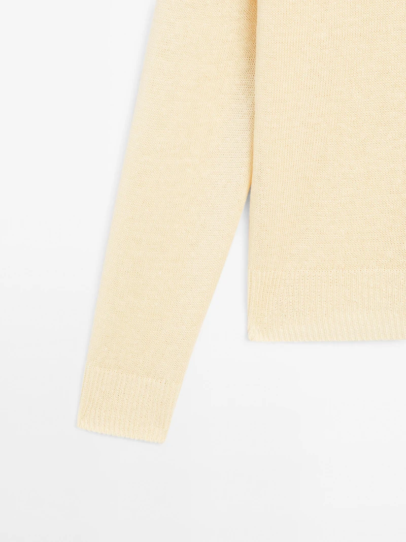 Pull en maille 100 % lin à manches longues