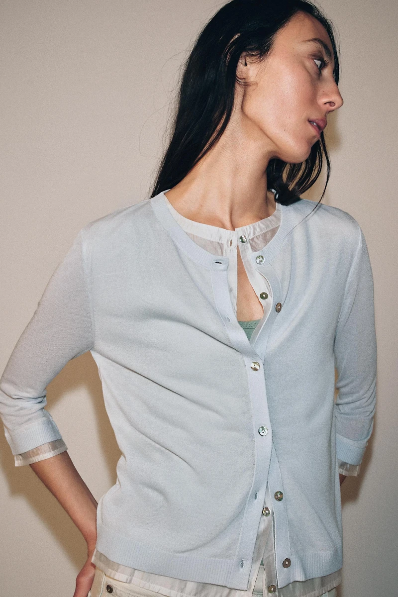 COMBINATION KNIT CARDIGAN