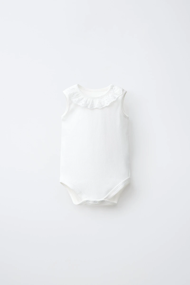 FIVE-PACK SWISS EMBROIDERED SLEEVELESS BODYSUITS