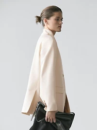 High neck satin blazer