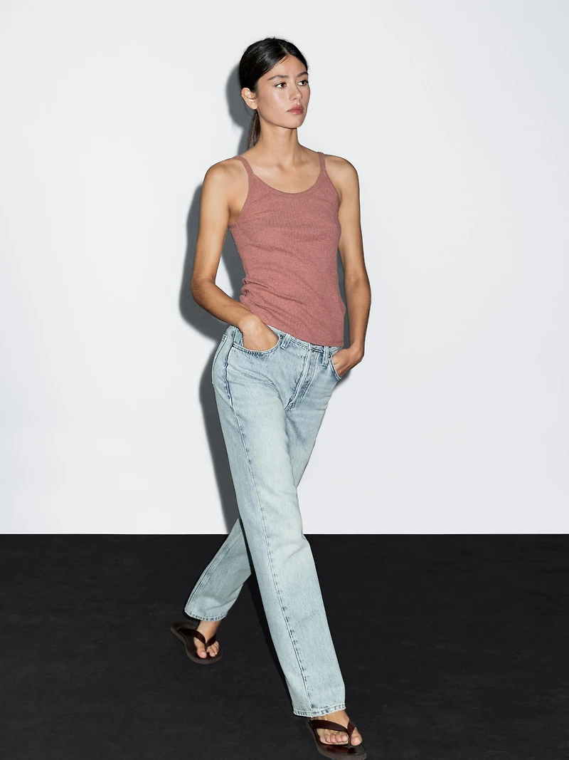 100% cotton marl strappy top