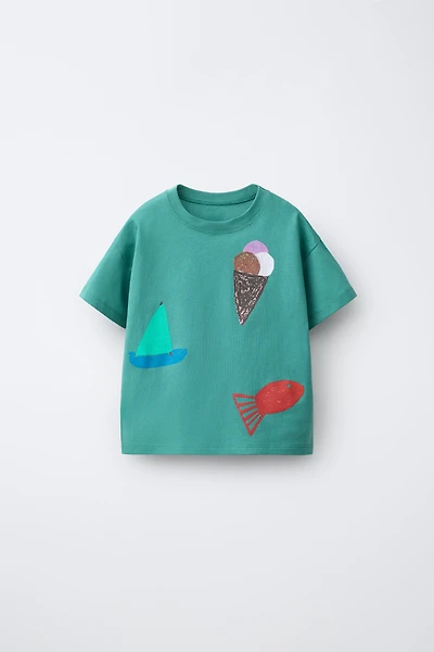 ISABELLE VANDEPLASSCHE © ICE CREAM AND SAILBOAT T-SHIRT