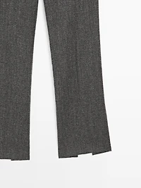 Pantalon de tailleur chiné en laine mélangée