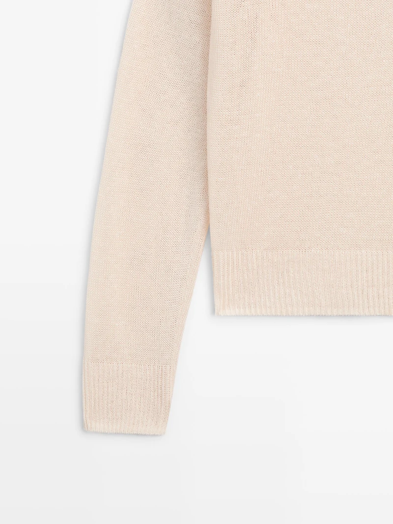 Fine linen polo collar sweater