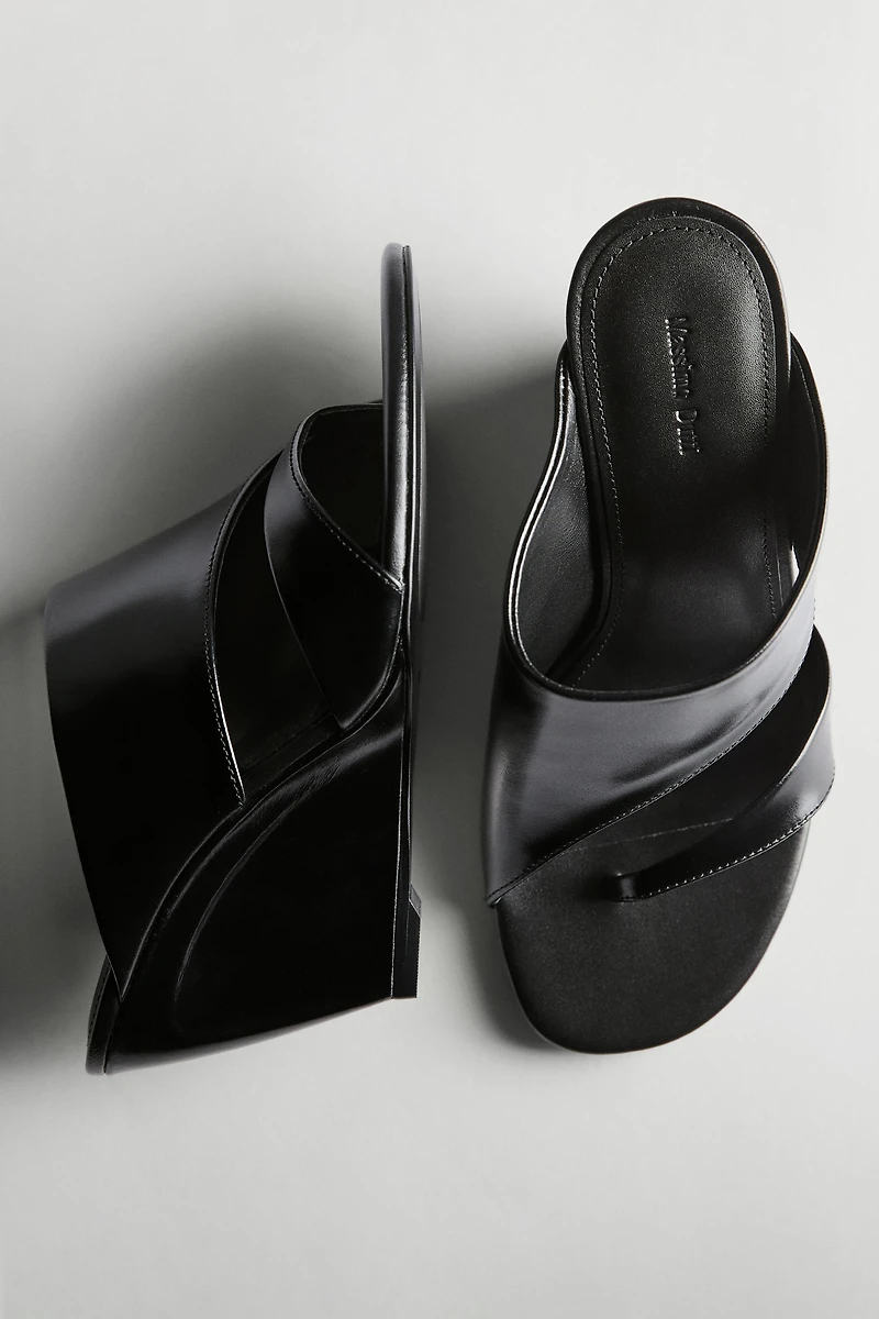 Leather wedge sandals