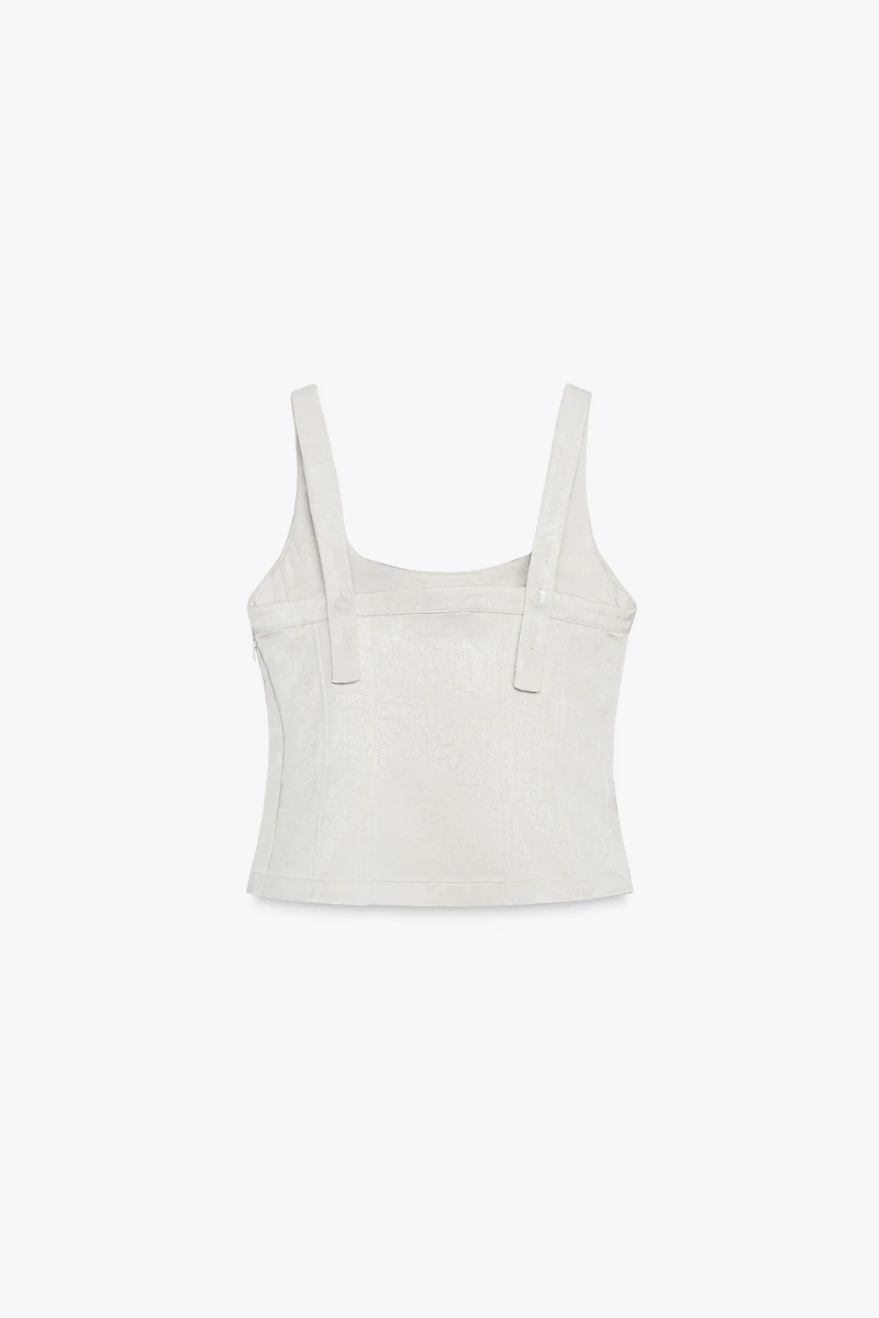 SATIN EFFECT BUSTIER TOP