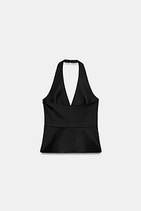 SATIN EFFECT HALTER TOP