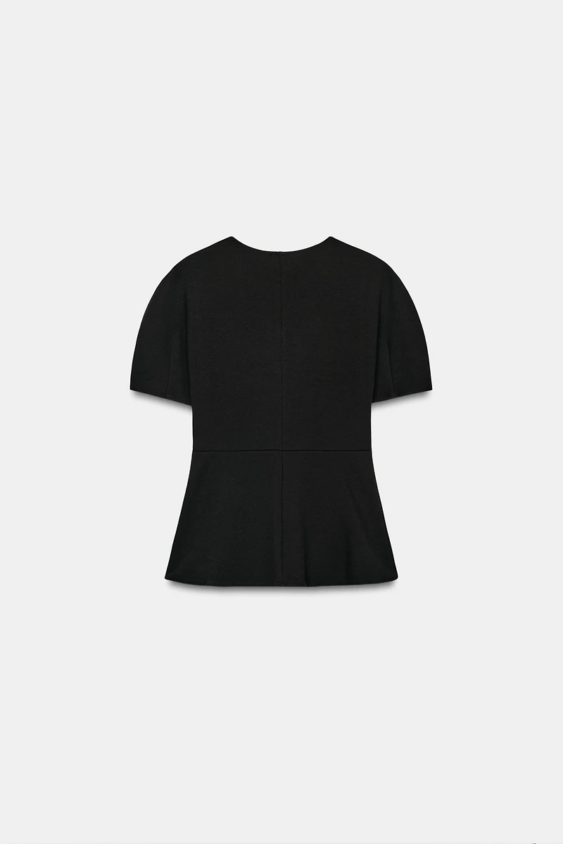 PUFF SLEEVE PEPLUM TOP