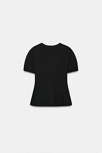 PUFF SLEEVE PEPLUM TOP