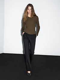 Ribbed knit wool blend sweater