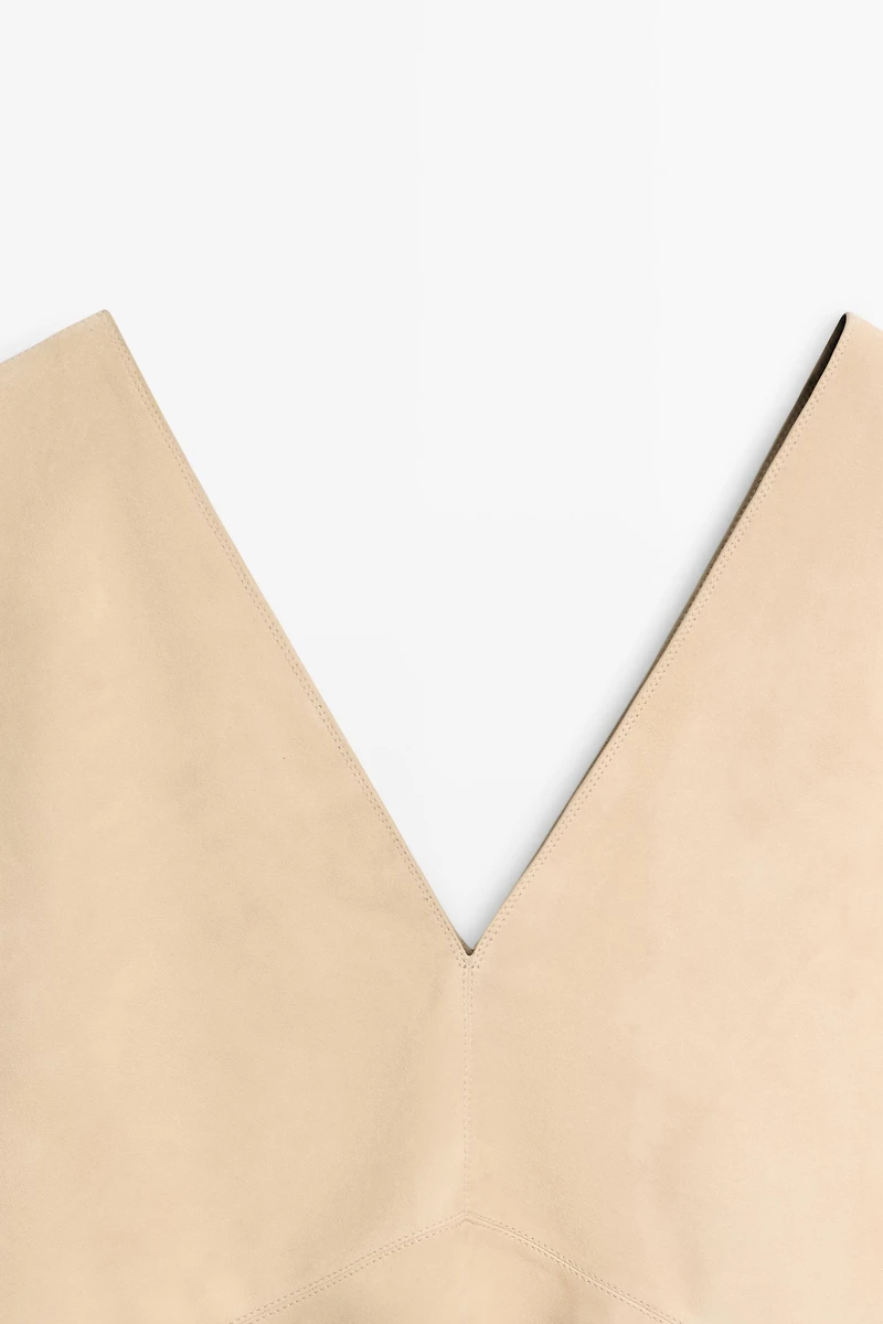 Top sans manches en cuir finition daim