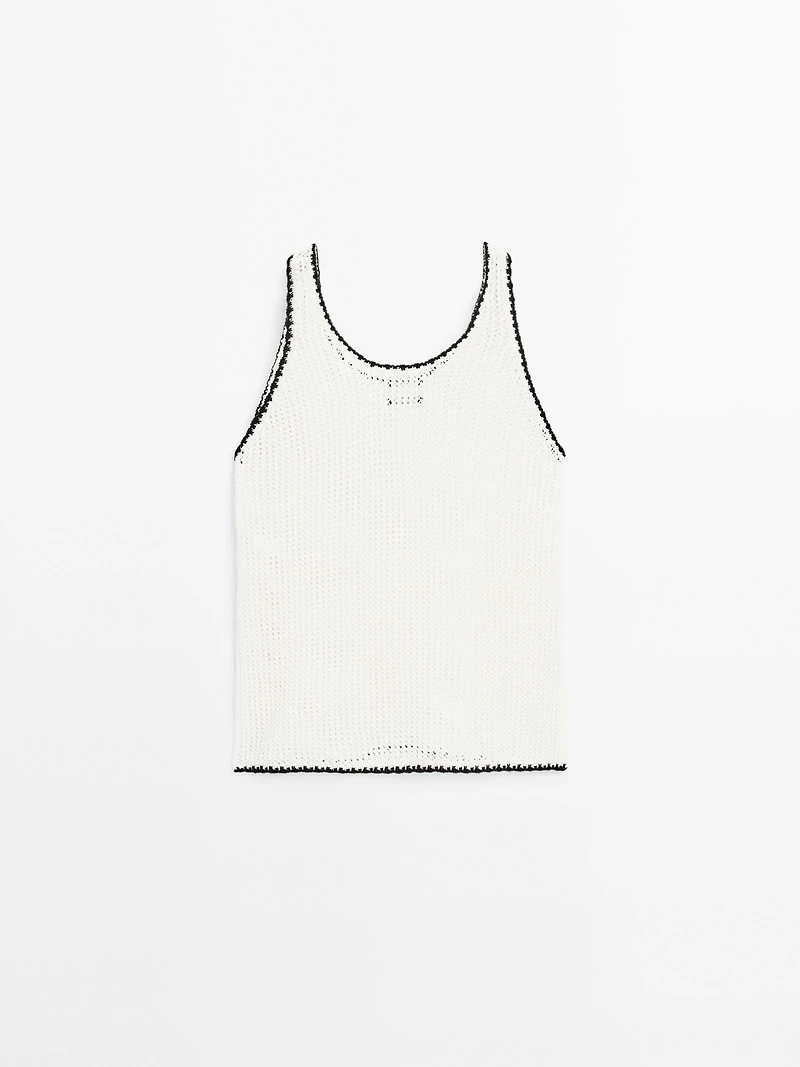 100% cotton strappy crochet top