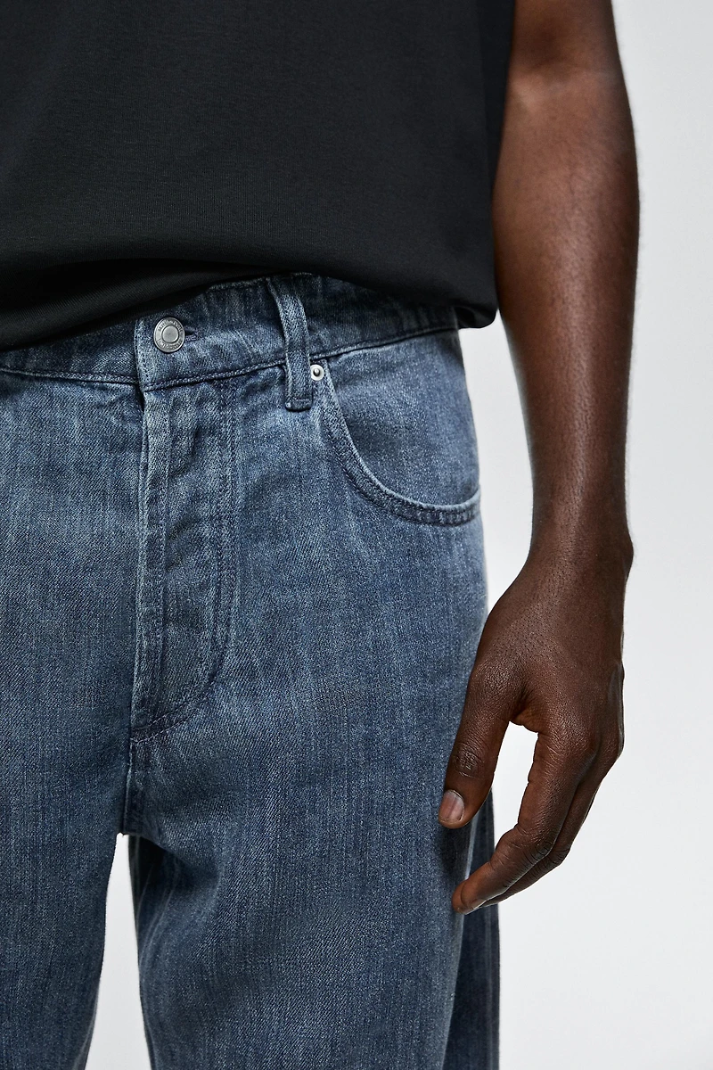 Jean jambe large 100 % lin