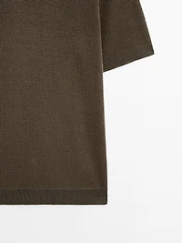 Textured knit V-neck polo shirt