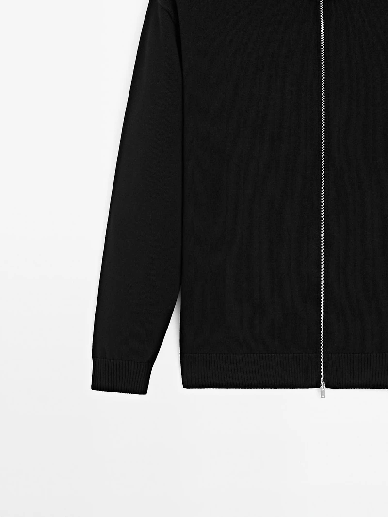 100% cotton zip cardigan