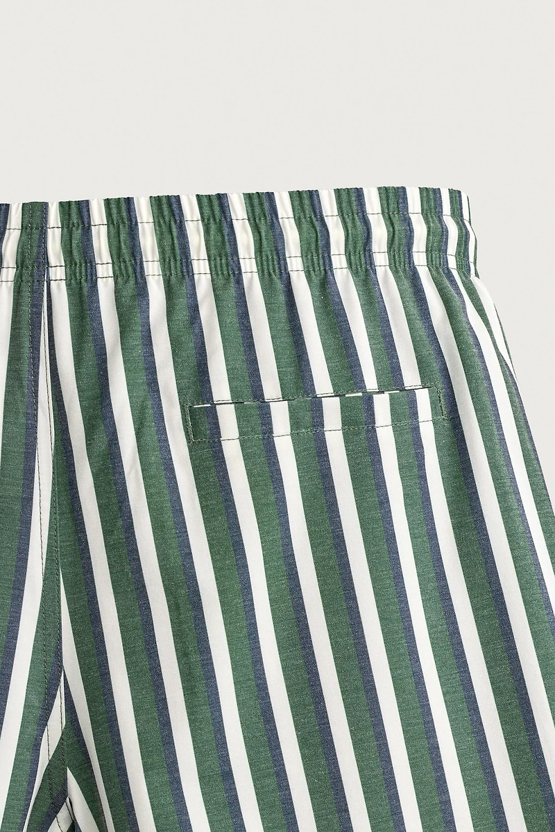 STRIPED MID-LENGTH SWIM SHORTS