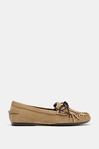 LEATHER FRINGED LOAFERS