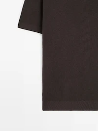 Textured cotton knit polo shirt