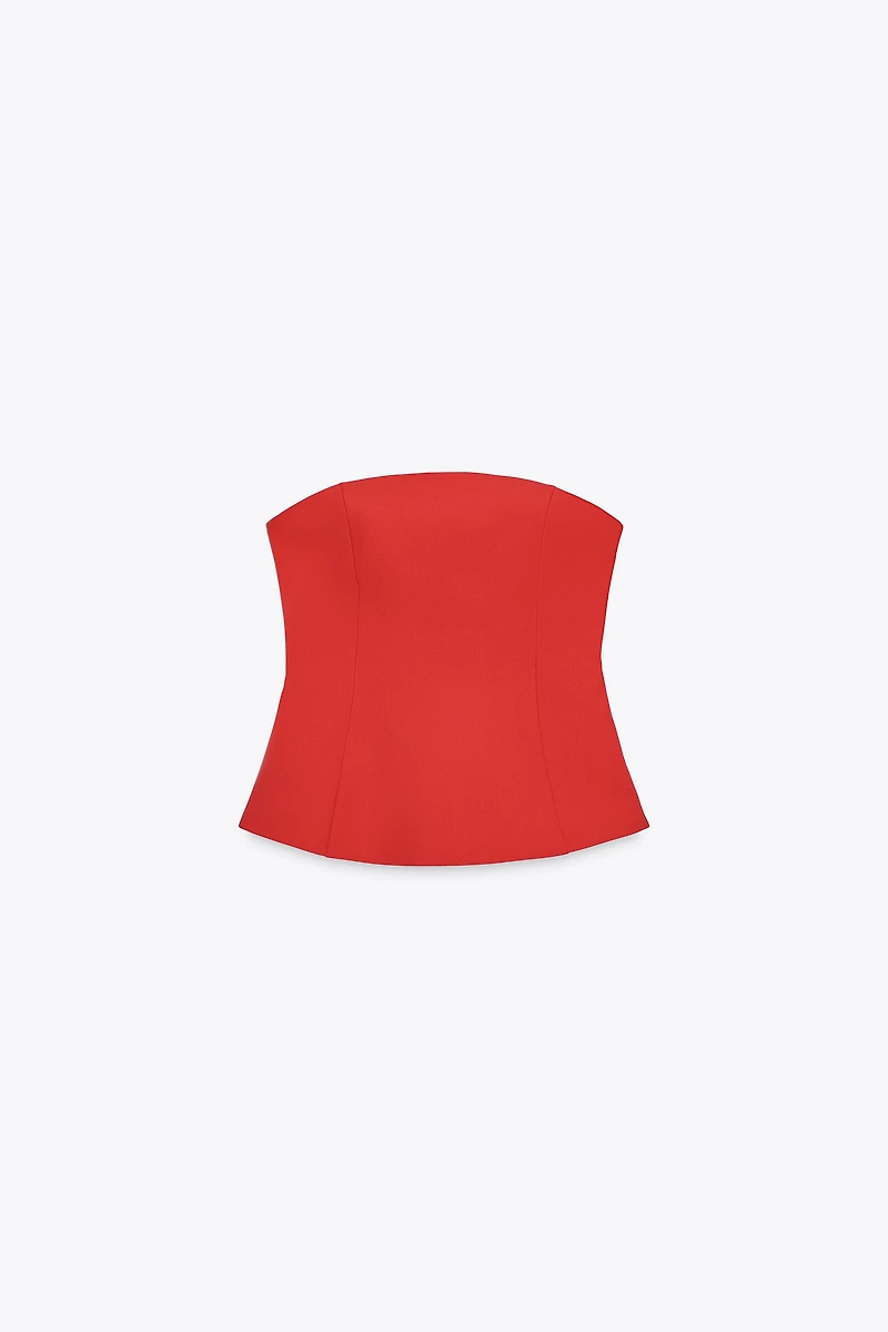 STRAPLESS PEPLUM TOP