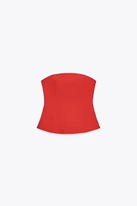 STRAPLESS PEPLUM TOP