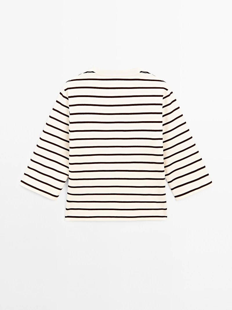 Striped T-shirt with elbow-length sleeves