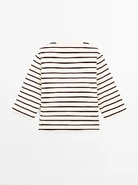 Striped T-shirt with elbow-length sleeves