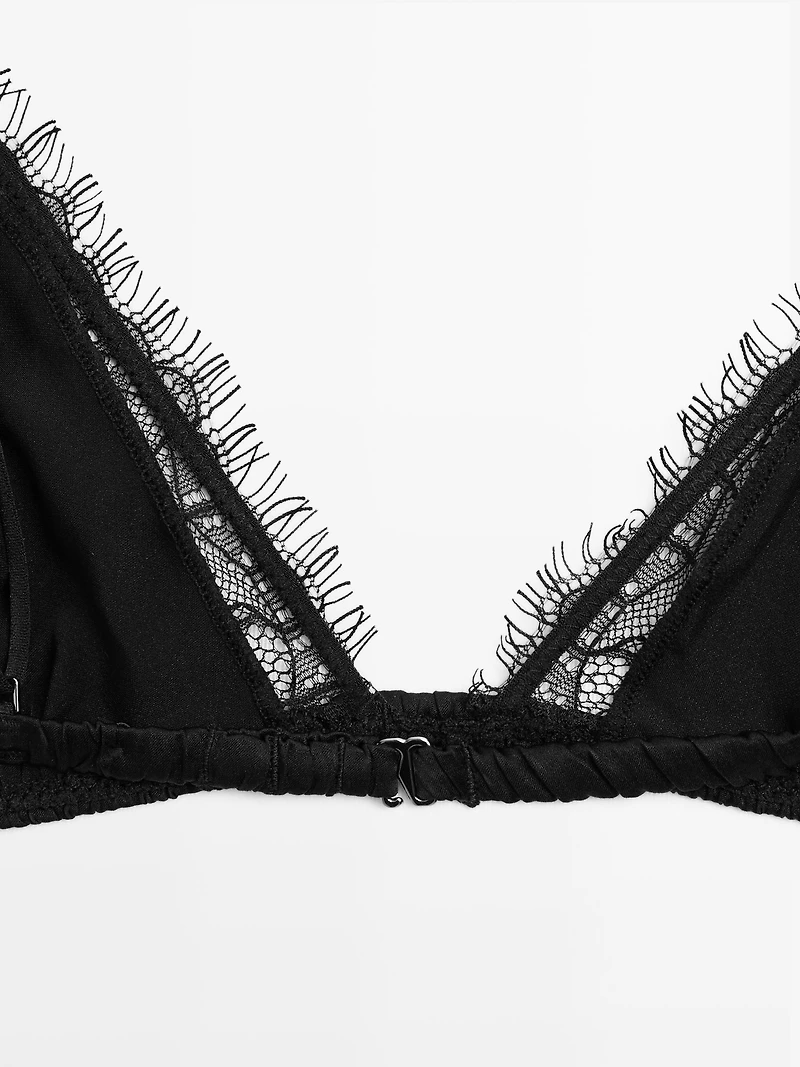 Bralette triangle dentelle soie