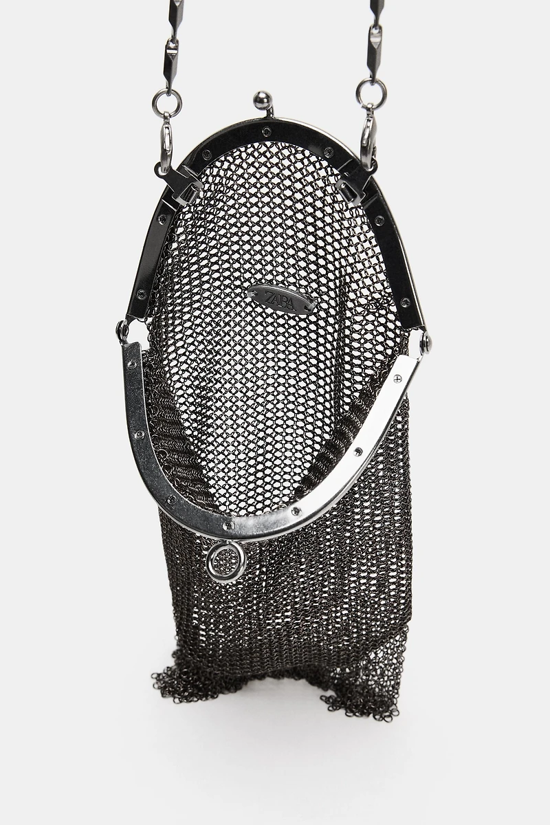 MINI SAC SEAU EN MAILLE MÉTALLIQUE