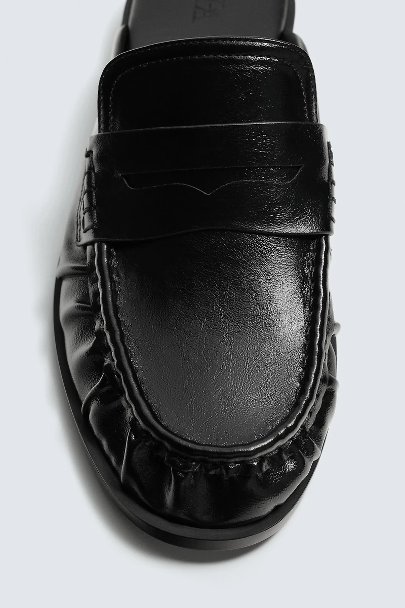 GATHERED OPEN-BACK LOAFERS