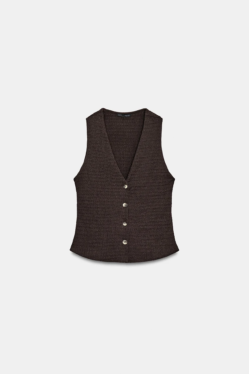 TOP GILET BOUTONS TEXTURÉ