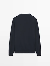 Pull col V en maille de coton mélangé