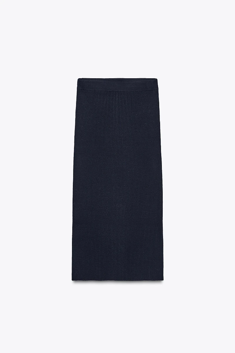 RIBBED KNIT MIDI SKIRT