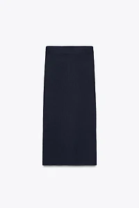 RIBBED KNIT MIDI SKIRT