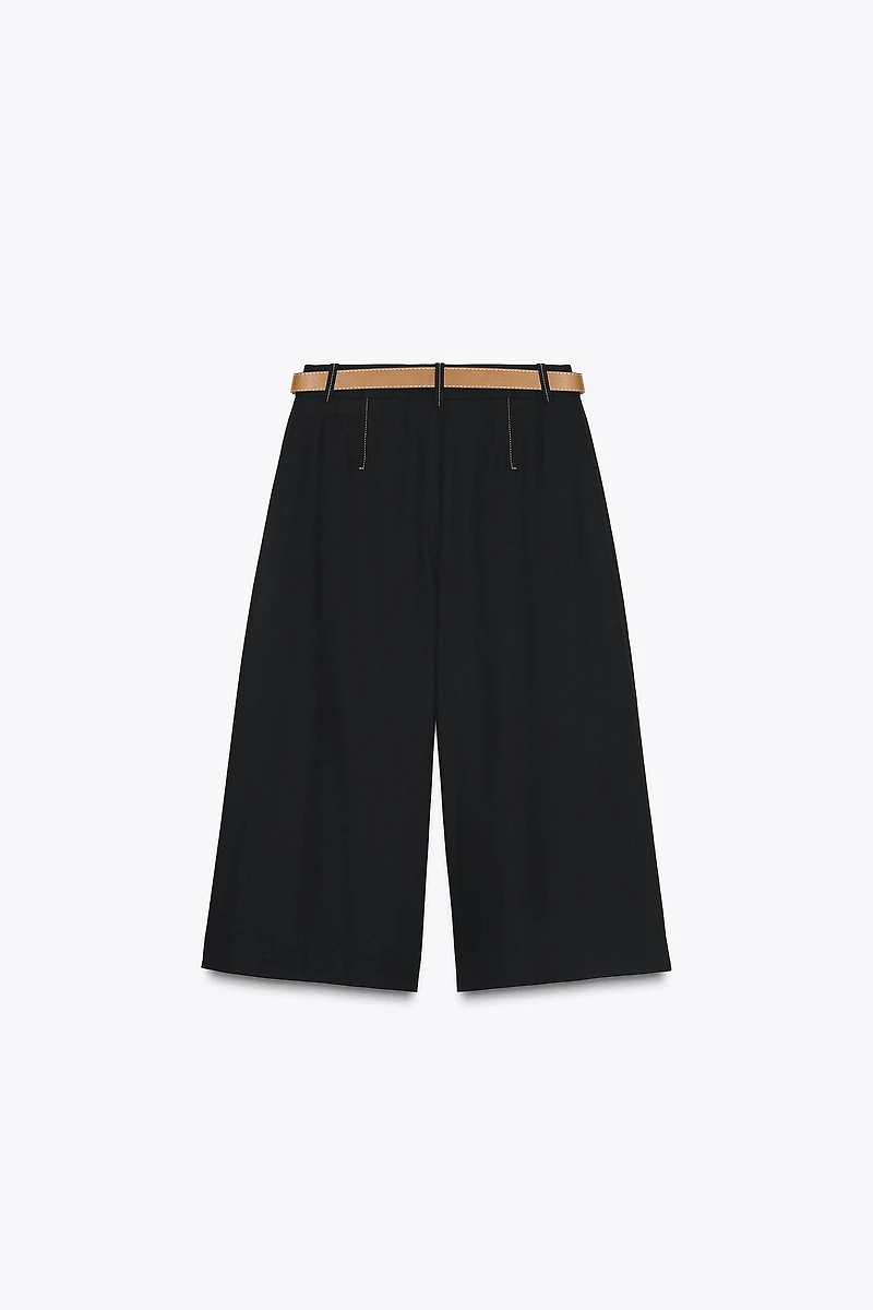 BELTED LONG PLEATED SHORTS