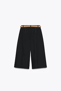 BELTED LONG PLEATED SHORTS