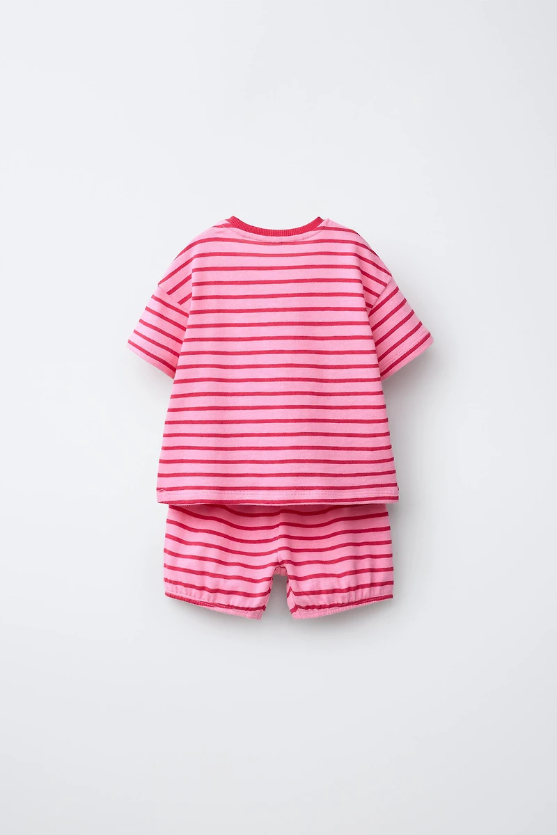 STRIPED T-SHIRT AND BLOOMER SET