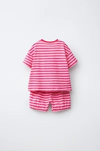 STRIPED T-SHIRT AND BLOOMER SET