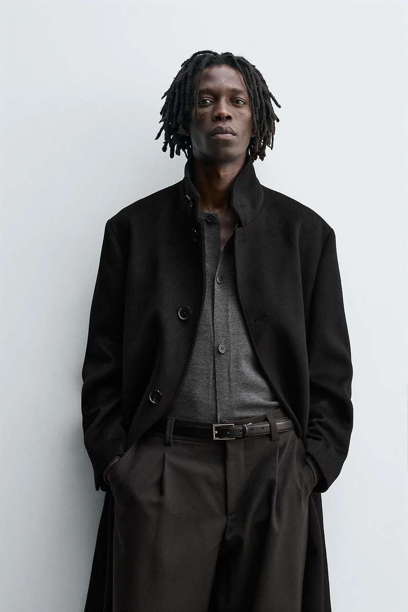 TEXTURED COAT WITH WOOL