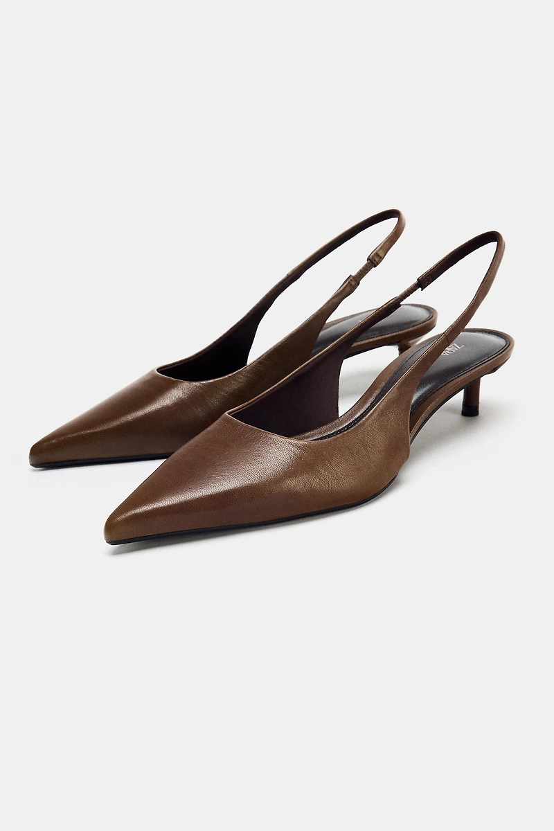 LEATHER KITTEN HEEL SHOES