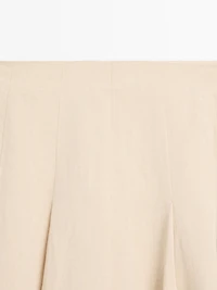Flounce linen blend midi skirt