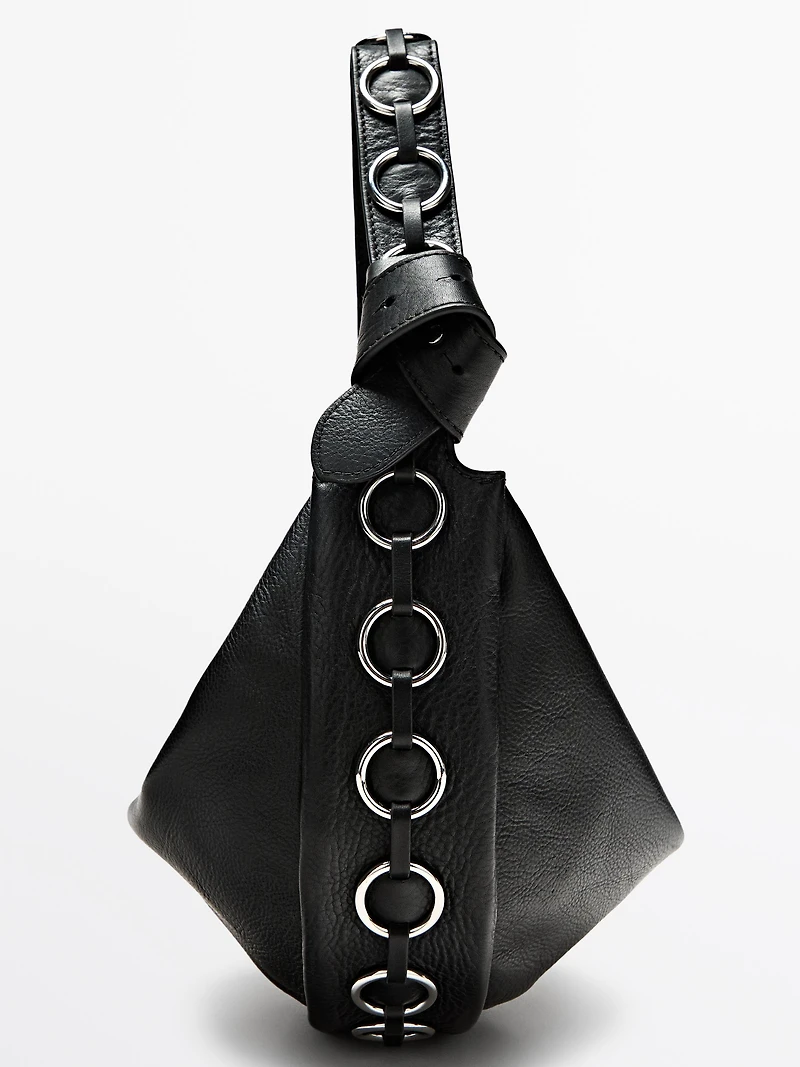 Nappa leather bag with eyelets