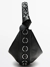 Nappa leather bag with eyelets