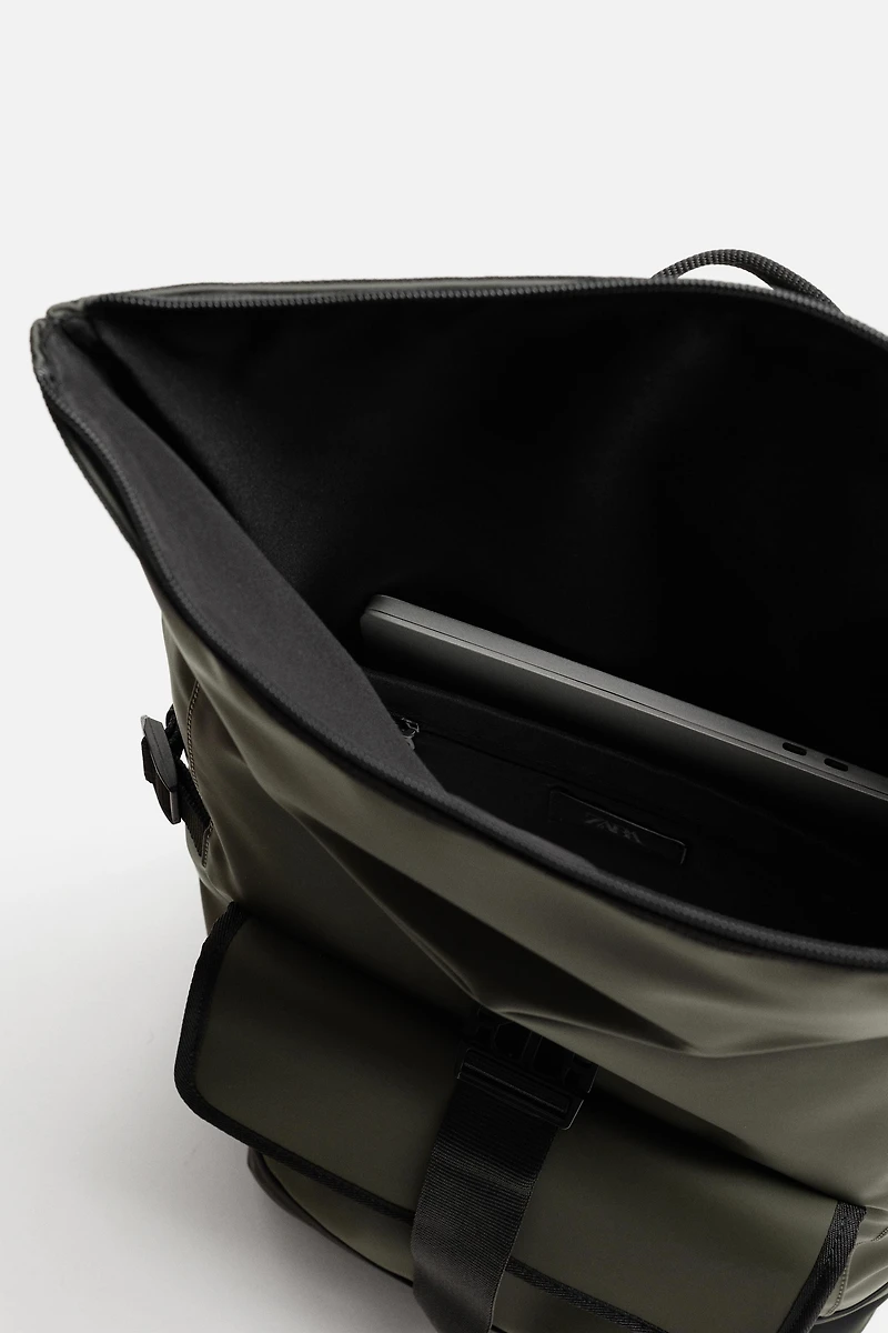 RUBBERIZED FLAP BACKPACK