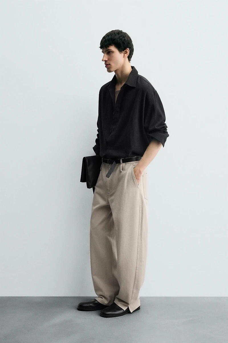 TEXTURED COTTON BLEND SHIRT