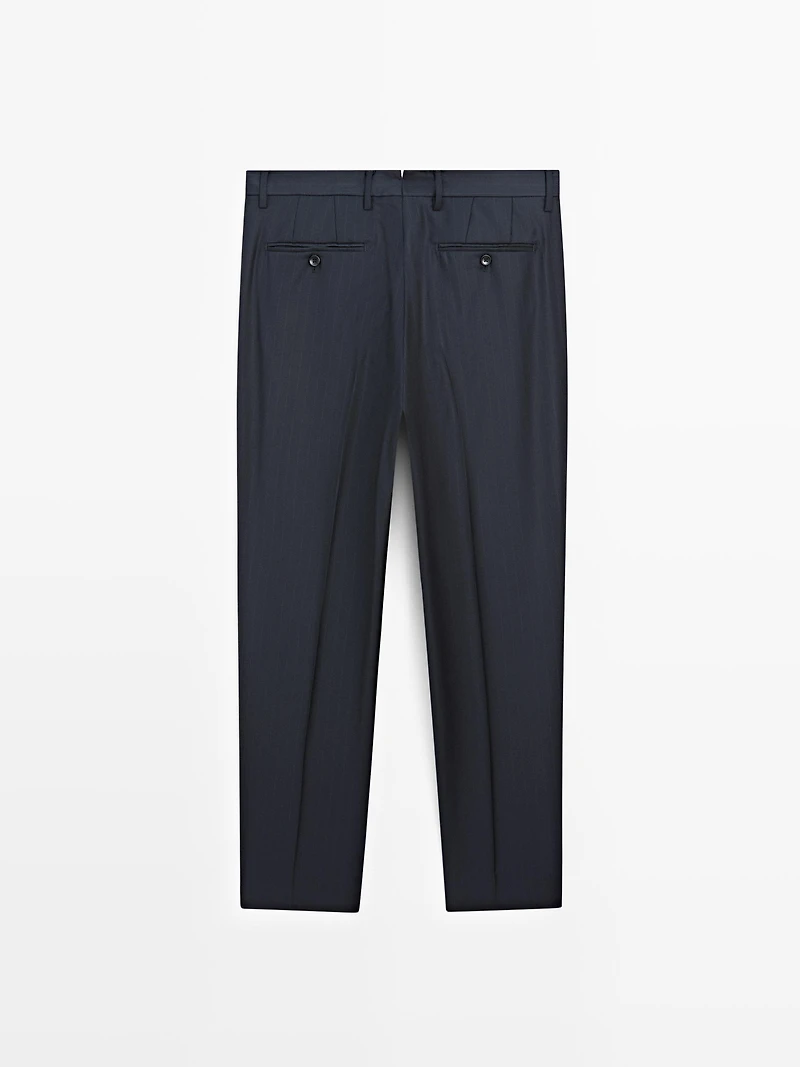 Striped cool wool suit trousers