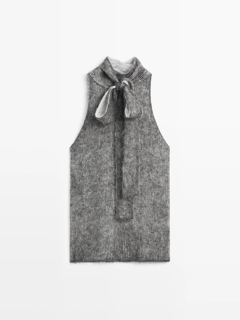 Alpaca and wool knit halterneck top