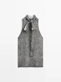 Alpaca and wool knit halterneck top