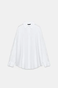 OVERSIZED LINEN BLEND LACE SHIRT