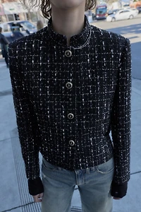 METALLIC THREAD TEXTURED BLAZER