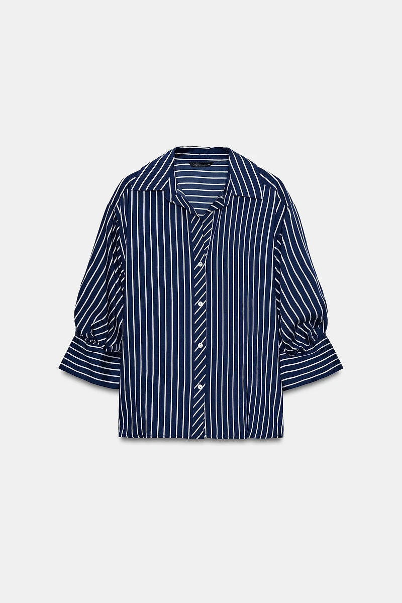 STRIPED BALLOON SLEEVE SHIRT